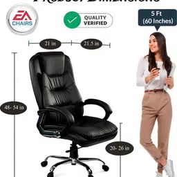 aashra enterprises (E.A) PREMIUM ERGONOMIC M-34 Designer Chair, Bolish Arms High Back Revolving 360 Leatherette Office Executive Chair image 2
