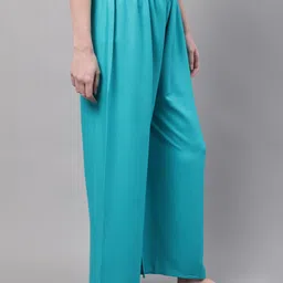 lavenue Women Regular Fit Green Viscose Rayon Trousers image 3