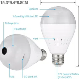 DDLC 1080p WiFi Bulb CCTV cameraWireless PTZ Bulb Shape V380 Pro | Indoor 360° Security Camera image 2