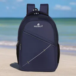 rebuy Large 35 L Laptop Backpack Stylish Navy Blue Backpack for School, College & Travel | Durable & Spacious Bag-picture-15