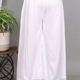 srs germents Women Comfort Fit White Viscose Rayon Trousers image 2