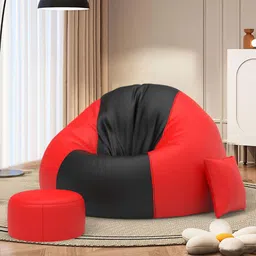 comfybean 4XL Premium, Designer - SplitShade Sofas With Free Cushion and Puffy-Black-Red Teardrop Bean BagWith Bean Filling-picture-16