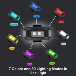 byking Universal Safety Small Light 7 Colors 30 Modes, Cycle, Helmet Light - Multicolor LED Rear Break Light image 2