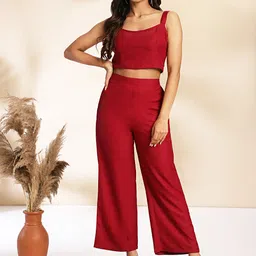 janasya Women Crepe Crop Top Pant Ethnic Jacket Set image 4