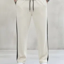 vontade Men Solid, Striped Beige Track Pants image 2