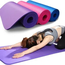 shanvi enterprises Yellow Yoga Mat | Anti-Skid | Unisex | Lightweight & Durable | (72x24 Inches) Purple 6 mm Yoga Mat image 2