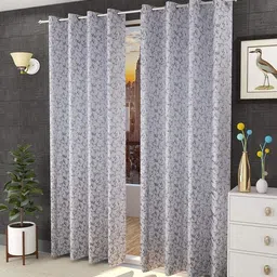 kraftiq homes 243 cm (8 ft) Door Velvet Room Darkening Curtain (Pack Of 2) image 1