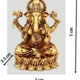 craftcart Lakshmi Ganesh Brass Idol pair | Ultrafine & Lightweight | 100% Pure Brass | Decorative Showpiece - 5 cm image 2