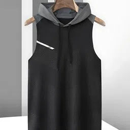 zenfit Men Printed Hooded Neck Polyester Black T-Shirt image 1
