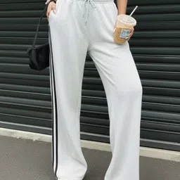 dockstreet Women Solid White Track Pants image 1