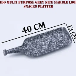 zido (Pack of 1) Exclusive Multipurpose Grey Nite Marble Design Snacks Platter for Paneer Tikka, Chaap, Chilly Potato, Noodles, Pasta Tandoori Items and many more items Sizzler Tray image 5