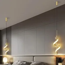 pralinz Luxery Led Pendant Light Acrylic Wave Island Ceiling Lights (Gold) - Warm White Pendants Ceiling Lamp image 2