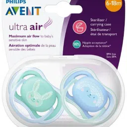 philips avent Pacifier for Boy, 6-18 Months, Blue/Green Fashion decos, 2 Pack Soother image 3