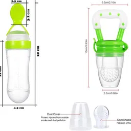 kidsy zilla Silicon Food Feeder -Silicon Fruit Feeding Nipple for Baby BPA Free Combo Pack 2- Silicon Food Container & Nipple, Food Grade Plastic Caps image 5