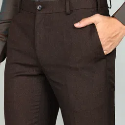 raymond Men Regular Fit Brown Polyester Trousers image 5