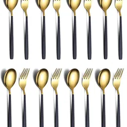 yelona Mirror Finish Golden Cutlery,Flatware,Tableware (8 Master Spoons,8 Master Forks) Gold Plated, Stainless Steel Cutlery Set-picture-12