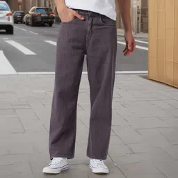 urbano fashion Men Loose Fit Mid Rise Grey Jeans-picture-26