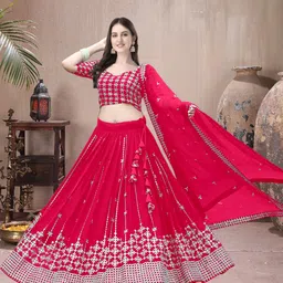 f plus fashion Embroidered Semi Stitched Lehenga Choli image 1