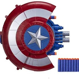 nizomi Marwel Aevengrs Captaon Amrica 2in1 Shild Gun With 10 Soft Dart. New Shield Weapon Model Costume Cosplay Props with Voice Light Party Aevengrs Movie Role Playing,Open Closed Activity image 1