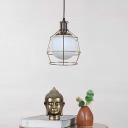 Xytrix Gold Iron Hanging Light | E27 holder | without Bulb | Eliante by Jainsons Lights image 2