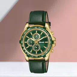 ihmt Trending HMTS Water Resistant Premium Green Hands Brand Watch For Mens & Boys Analog Watch - For Men Artificial Chronograph Genuine Leather Strap Green Dial Wrist & Quartz Watch-Men image 5