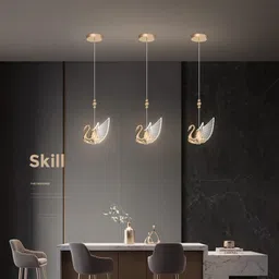 virya LED Rose Gold Swan Bedside Hanging Pendant Modern Ceiling Pendant Light Jhoomer Pendants Ceiling Lamp image 3