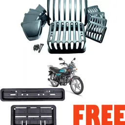 s p enterprises Compatible Grill Set only with Splendor NO PLATE COVER FREE 2 Bike Headlight Grill-picture-16