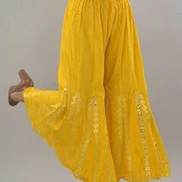 shafaq enterprises Women Comfort Fit Yellow Viscose Rayon Trousers-picture-17