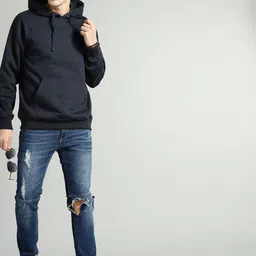 roadster Men Full Sleeve Solid Hooded Sweatshirt image 4