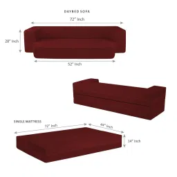 usha shriram Addo 14 Inch Foam (72x44) In Maroon Colour Queen Size Sofa Cum Foldable Mattress image 3