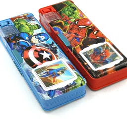 Inbuilt Calculator & Sharpener for Girls and Boys Birthday Return Gift Avenger Superhero, Spider Man Art Plastic Pencil Boxes-image-50