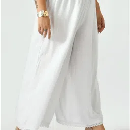 vaamii Women Flared White Viscose Rayon Trousers image 5