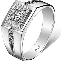 myki Contrast Valentine Collection Sterling Silver Cubic Zircon Couple Ring For Men & Women Sterling Silver Swarovski Zirconia Sterling Silver, Gold Plated Ring Set image 2