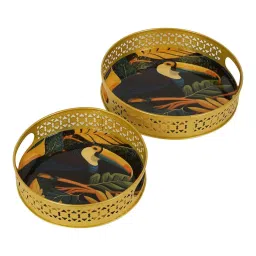 amaya decors Blue Elephant Print Jars WIth basket Set of 2 image 5