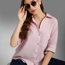 high star Women Boxy Fit Solid Spread Collar Casual Shirt-picture-12