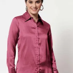 stylo queen Women Regular Fit Solid Spread Collar Party Shirt-picture-13
