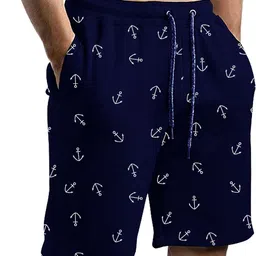 Printed Men Blue Casual Shorts-image-0