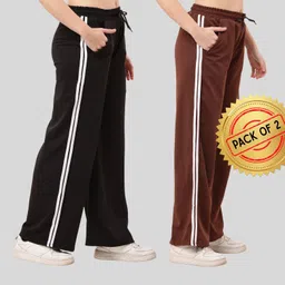 tiger style Women Relaxed Black, Brown Cotton Blend Trousers-picture-22