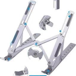 DADNSON laptop stand Aluminum Adjustable Portable Foldable Laptop Stand bol-Laptop Stand 34 Aluminium Floor and Desk Stand Rotatable Laptop Stand with Adjustable Height Compatible with Universal Laptops image 4