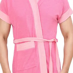 kuber textile Pink Baby Pink Free Size Bath Robe image 3
