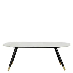 claymint Milano White Marble Coffee Table In Black With Brass Finish image 4