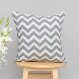 Grey Cotton Zig Zag 20x20 inches Cushion Cover-image-93