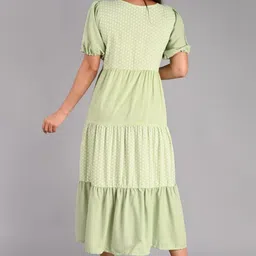 sheffali creation Women Fit and Flare Light Green Midi/Calf Length Dress image 2