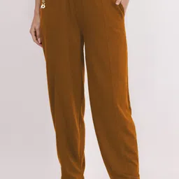 Women Solid Brown Track Pants-image-52