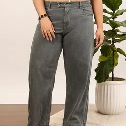 curvy street Women Regular High Rise Dark Grey Jeans-picture-12