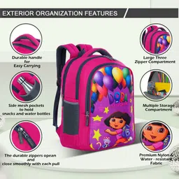 myron Dora 1st/2nd/3rd/4th & 5th Class Light weight Beautiful & Trendy for Girls Waterproof School Bag image 3