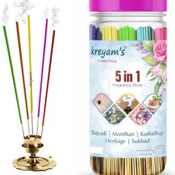 kreyam's Incense Sticks Variety Pack For Puja Meditation And Negative Energy_d Remover Agarbatti Rajvadi, Manthan, Kashidhup, Heritage, Sukhad 240 Incense Sticks-picture-27