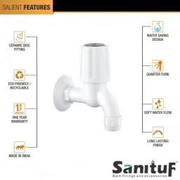 sanituf Bib Cock Foam Flow (Pack of 1) || Classic Series Bathroom & Kitchen Bib Tap || Plastic Bib Cock Aerator Foam Flow Faucet image 3