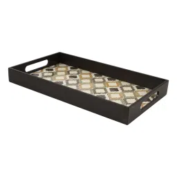 Mdf Brown Rectangular Tray With Handle By Market 99 image 2