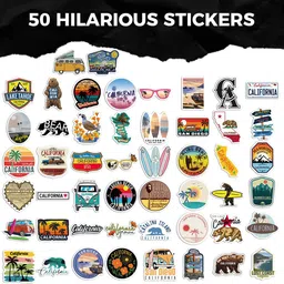 hasthip 8 cm Travel Stickers Pack 50pcs Waterproof Vinyl Stickers For Laptop Bottles Reusable Sticker image 3